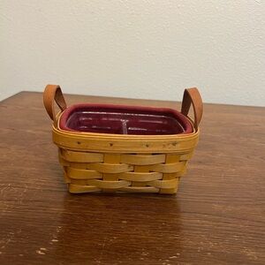 Longaberger Handwoven Basket 2002 w/ Liner & Protector – Signed MW